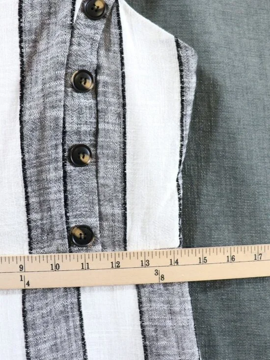 Urban Romantics Linen Blend Wide Leg Striped Jumpsuit Romper Womens M Sleeveless - Picture 10 of 15